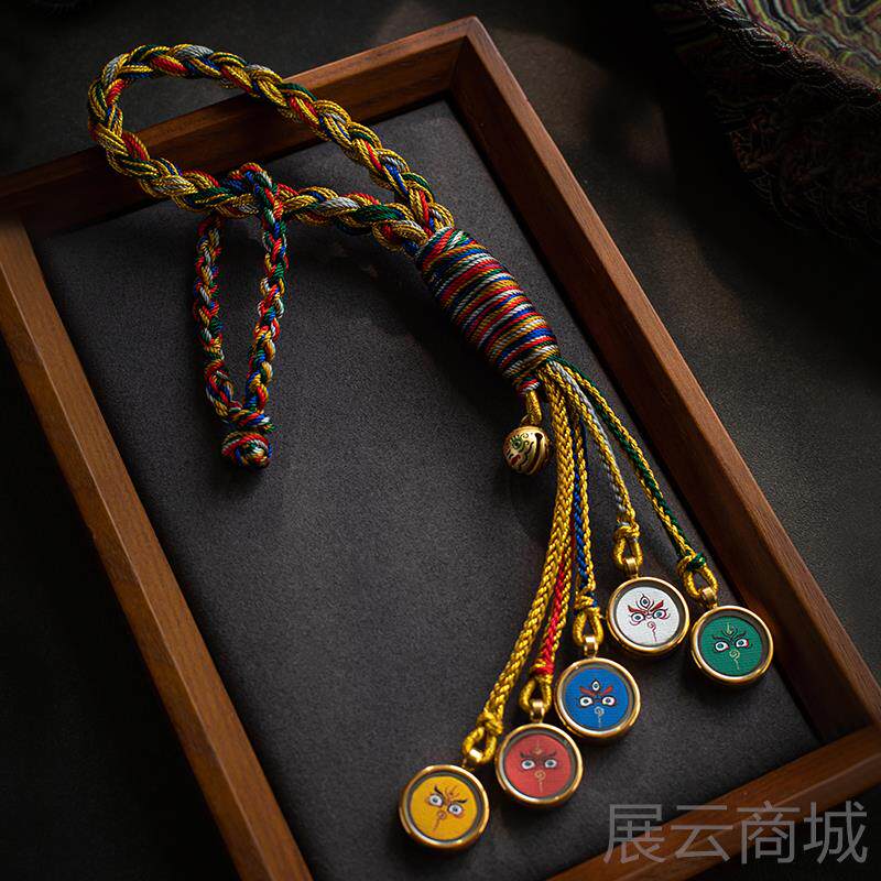 高档路昌佑西藏唐卡五后财神汽车饰挂件吊饰车载视镜内手工车内编
