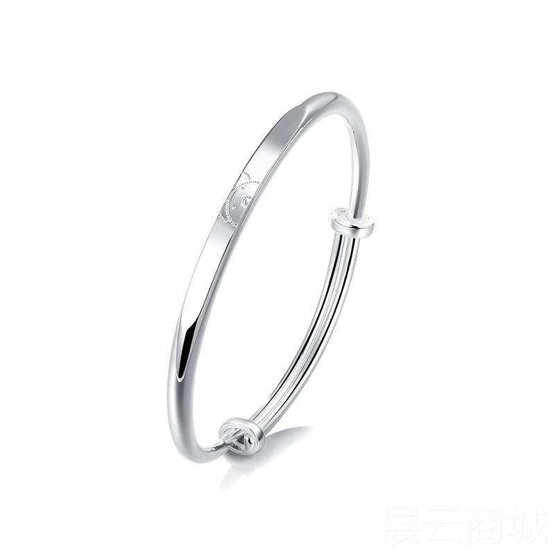 高档clect珂里小熊维尼银手镯女纯银款99足银镯年子银饰轻品生日9