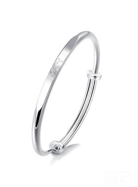 高档clect珂里小熊维尼银手镯女纯银款99足银镯年子银饰轻品生日9