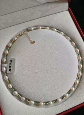 天然绿松石珍珠项链女轻奢高级感送女友送闺蜜百搭项链礼盒装