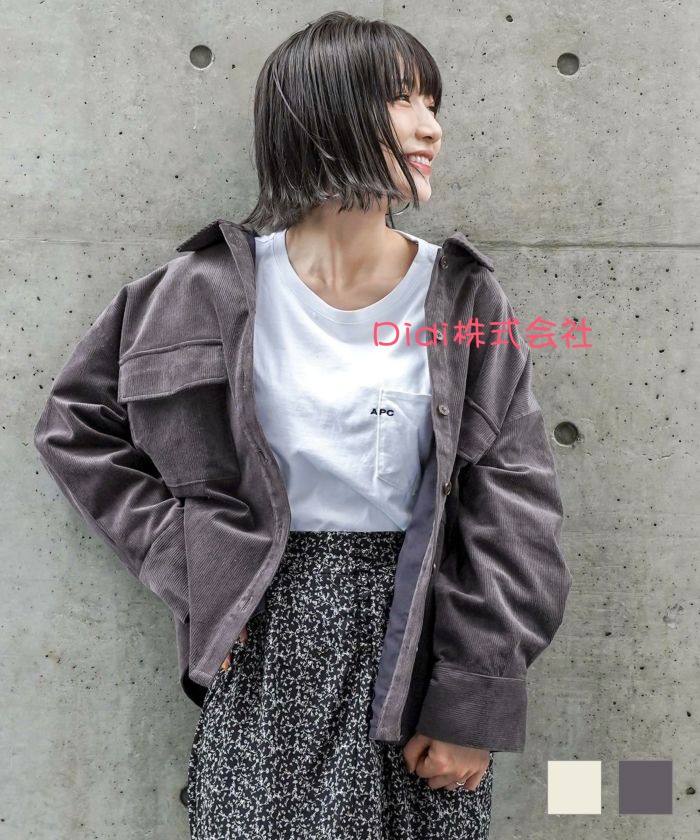 秋季纯元风休闲灯芯绒衬衫外套