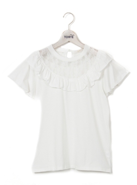 夏季新品 Torte 蕾丝镂空花边甜美短袖T恤