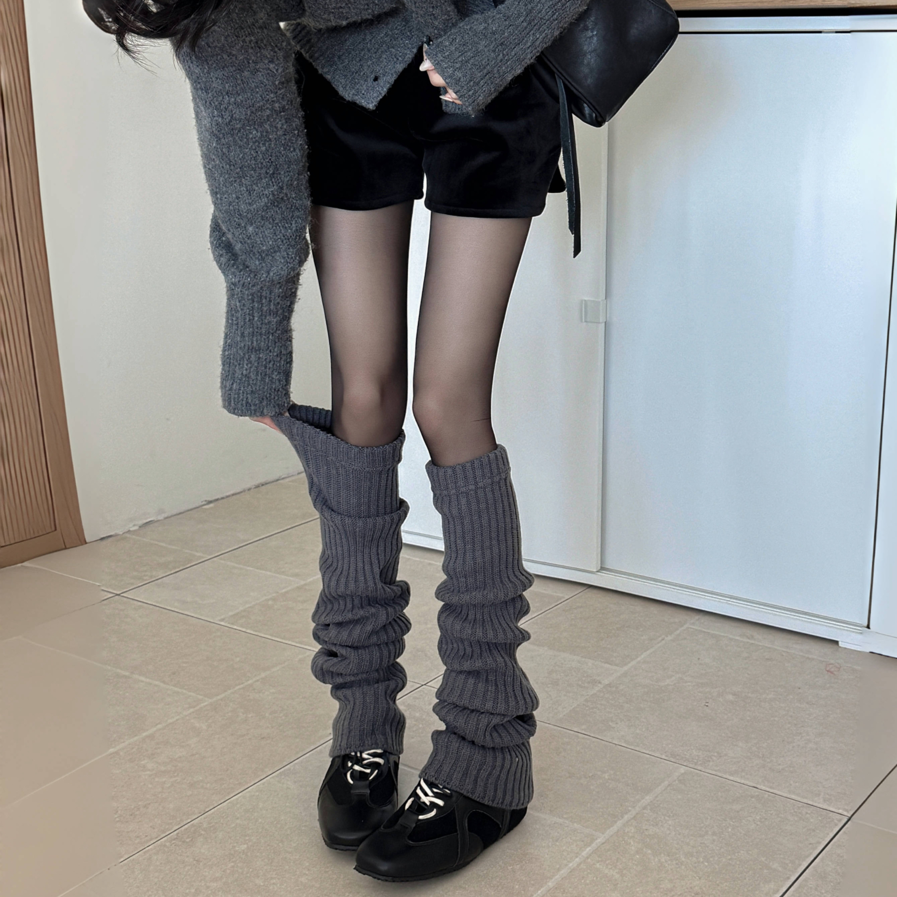 灰色针织袜套女秋冬25新辣妹y2k