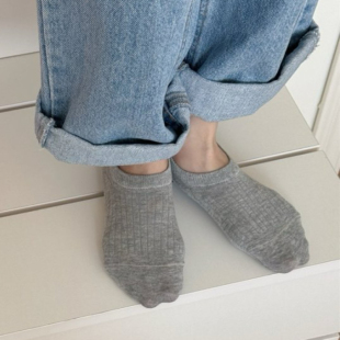 灰色船袜女防滑不掉跟纯棉透气夏季 短袜浅口隐形袜子女夏天 薄款