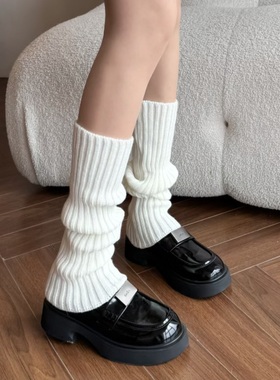 加厚针织jk袜套袜子女白色小腿袜腿套秋冬保暖Lolita堆堆袜洛丽塔