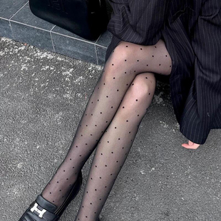 波点丝袜防勾丝连袜裤超薄0d高透jk白丝袜子女秋冬季打底裤袜黑丝