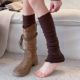 羊毛花边袜套女秋冬日系针织堆堆袜配靴子保暖冬季 长筒靴袜腿套