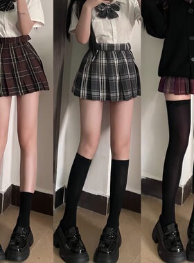 日系jk天鹅绒黑色丝袜女压力过膝袜性感显瘦大腿黑色长筒袜春夏款