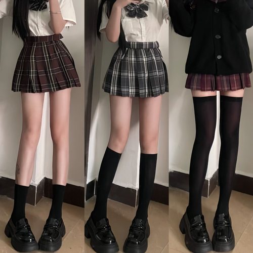 日系jk天鹅绒黑色丝袜女压力过膝袜性感显瘦大腿黑色长筒袜春夏款