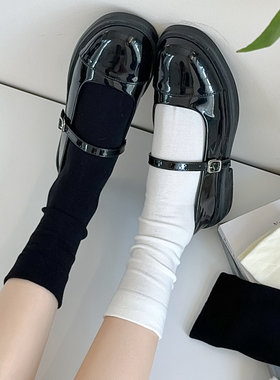 白色堆堆袜子女中筒纯棉ins潮春秋款无骨袜黑色夏季薄款月子长袜