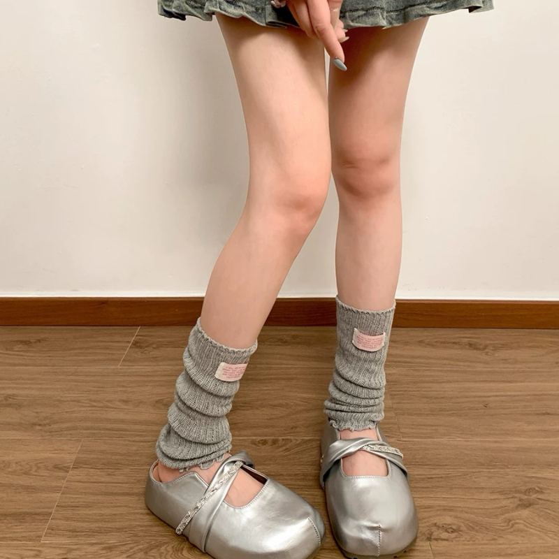 灰色针织jk袜套袜子女y2k小腿袜