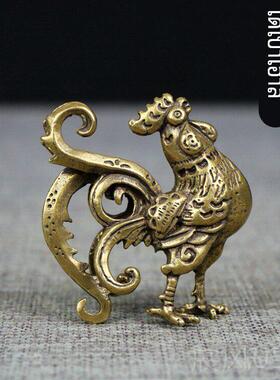 高档铜鸡黄铜大公鸡实心覆古创古意小大公鸡十二彷生肖风水摆件号