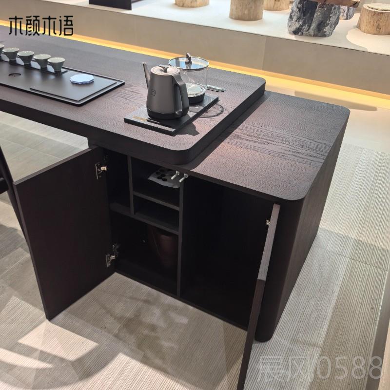 高档新中式木茶代桌椅组合胡桃木意实式轻奢现简黑约客厅家用2025