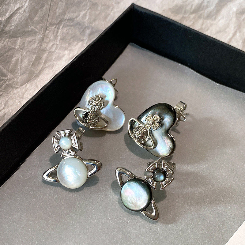 巴黎【设计师】西太后耳钉高级轻奢气质贝母耳饰女爱心小香风耳环,饰品/流行首饰/时尚饰品新,耳钉,淘宝优惠券,粉丝福利购,淘宝优惠卷