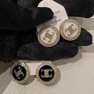 巴黎【设计师】凯旋门耳钉黑色高级感轻奢耳环女双C小众银针耳饰