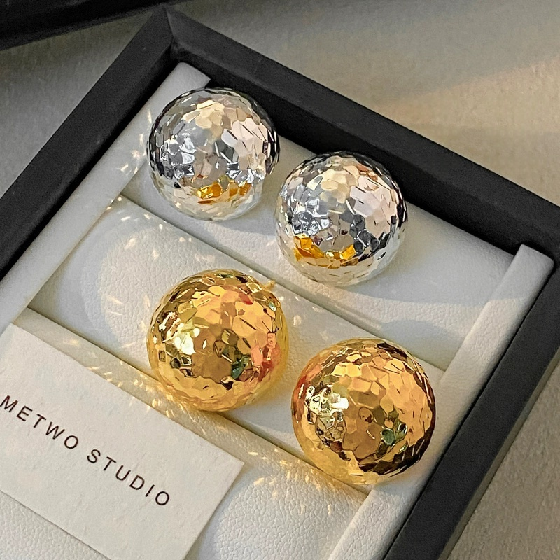 金碎冰冰爆闪半球耳钉女