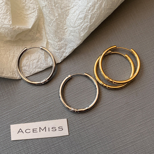 巴黎 高级感金属耳环女复古轻奢气质简约金色耳圈耳饰 设计师