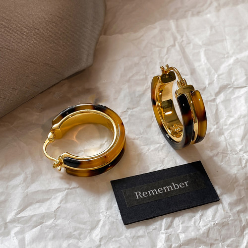 复古豹纹高级耳环女轻奢气质