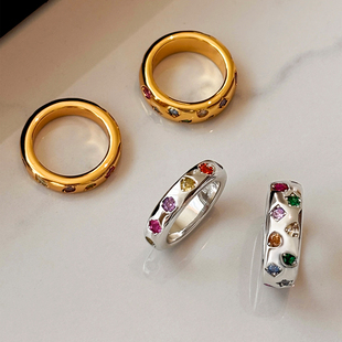 巴黎【设计师】GD权志龙同款彩色钻石戒指女轻奢高级小众情侣对戒