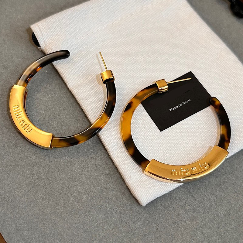 豹纹开口耳圈字母夸张圆圈耳环