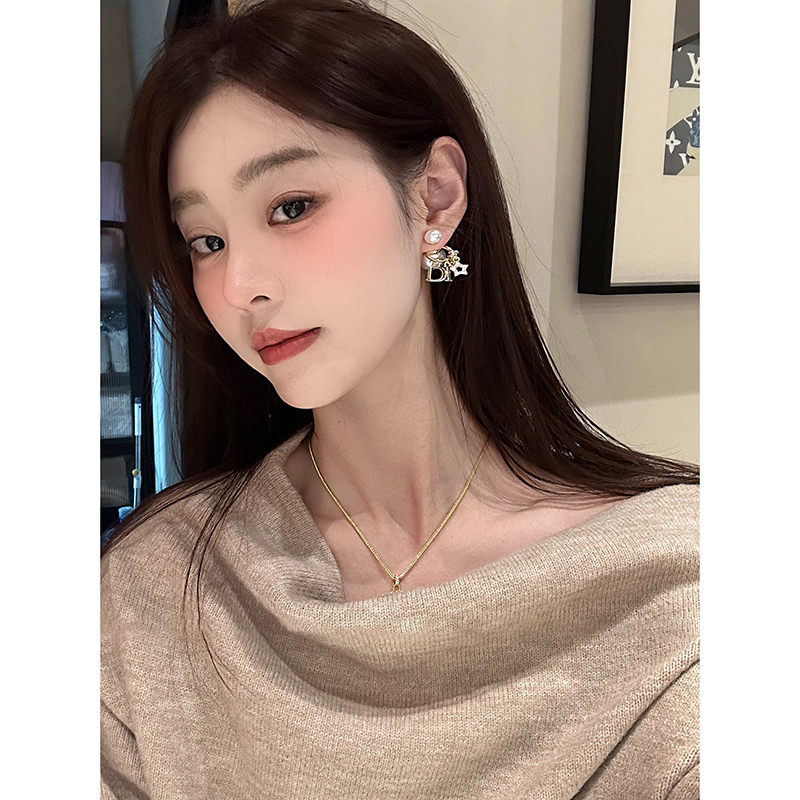 珍珠耳环韦雪同款镂空耳钉小众