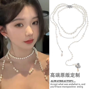 巴黎 叠戴珍珠项链女毛衣链气质高级感轻奢小众 设计师 风长款