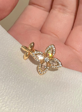 菱花戒指银色满钻轻奢高级感