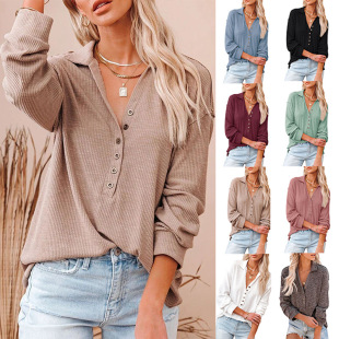 2022 Loose Women Button Top Open Half Lapel Casual