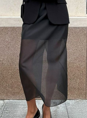 Solid color high waisted hip hugging skirt纯色高腰包臀半身裙