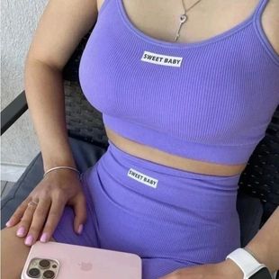 color camisole vest Women 女士纯色吊带背心套装 solid set