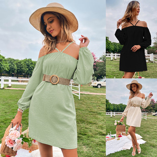 2022 off slip dress裙子 skirt shoulder loose chest Wrap the