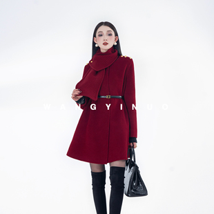 奥黛丽韩 长袖 2025冬款 保暖名媛厚款 羊毛外套 设计时尚 MD依诺