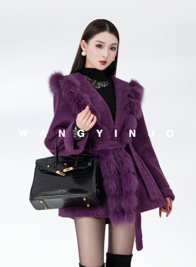 MD依诺【限定紫芋】2026新款设计师显瘦气质时尚韩版轻奢羊毛外套