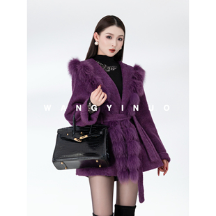 韩版 MD依诺 设计师显瘦气质时尚 2026新款 轻奢羊毛外套 限定紫芋