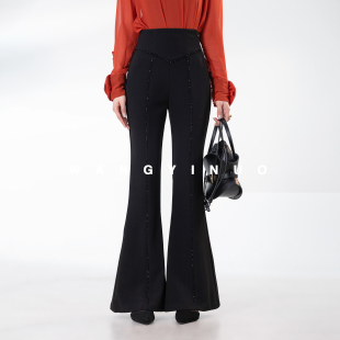 巴赫旧约 显瘦高腰休闲微喇裤 2026春季 洋气烫钻时尚 子 款 MD依诺