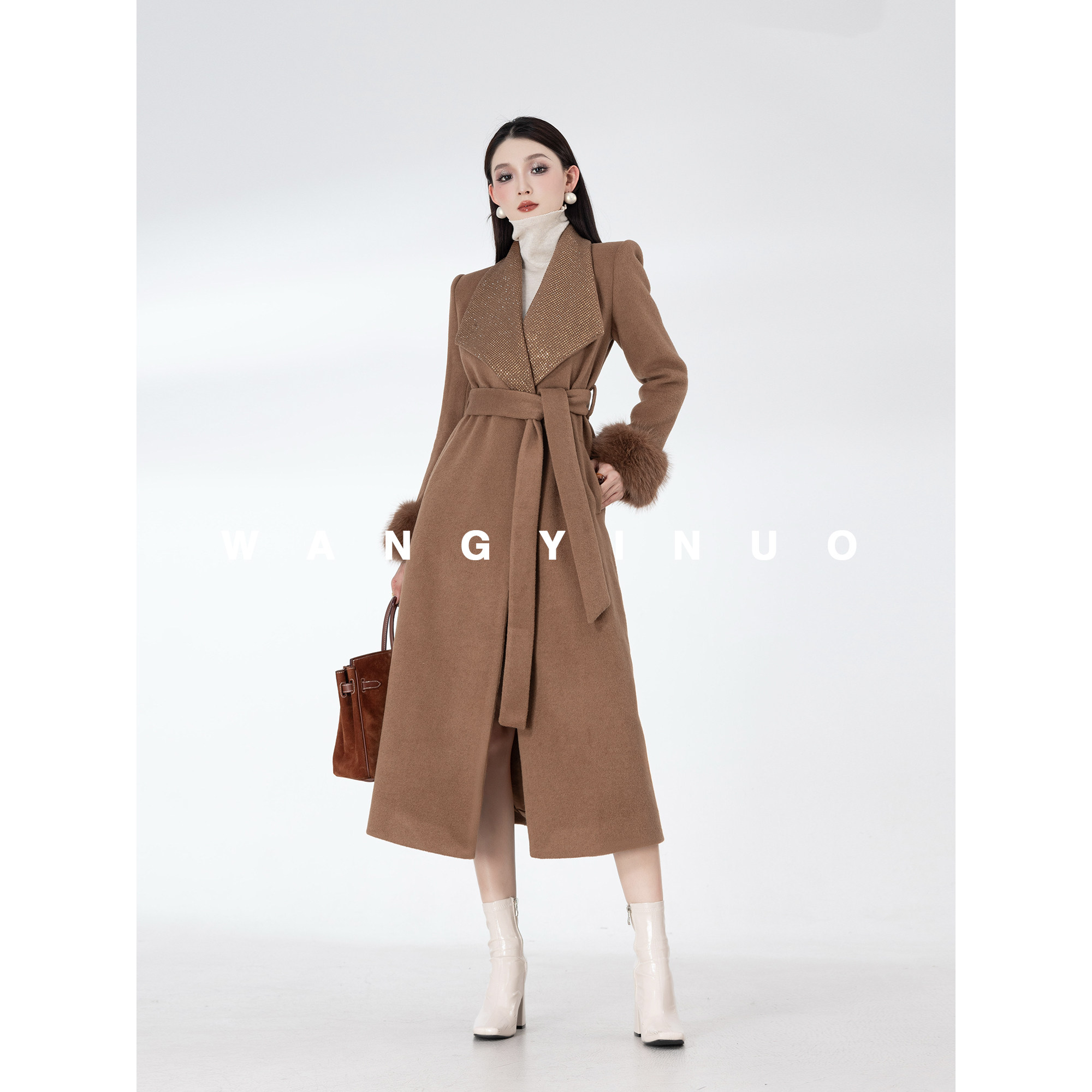 MD依诺【视觉赢家】2025冬季款时尚百搭名媛羊毛显瘦收腰大衣外套