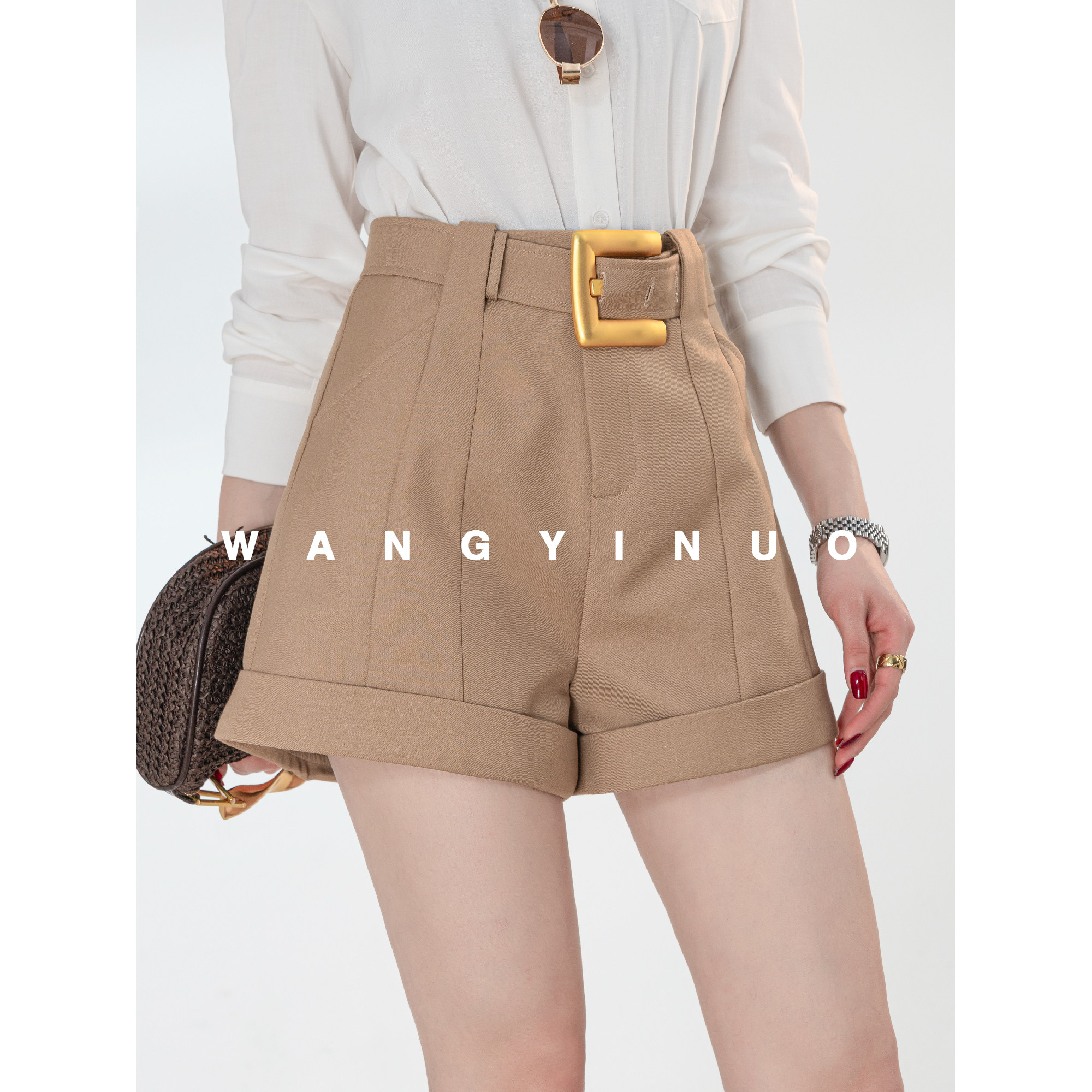 MD依诺【艺术旅途】2026春季款显瘦气质高腰时尚休闲百搭裤子短裤,女装/女士精品,休闲裤,淘宝优惠券,粉丝福利购,淘宝优惠卷