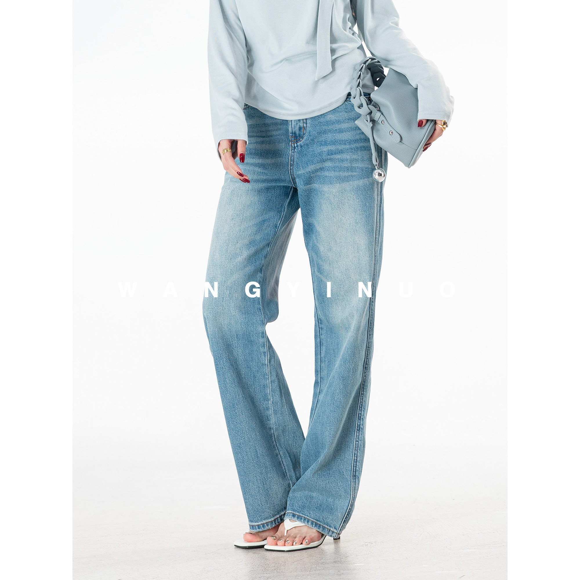 MD依诺【层次魅力】2026春季款时尚百搭设计师减龄高腰休闲牛仔裤,女装/女士精品,牛仔裤,淘宝优惠券,粉丝福利购,淘宝优惠卷