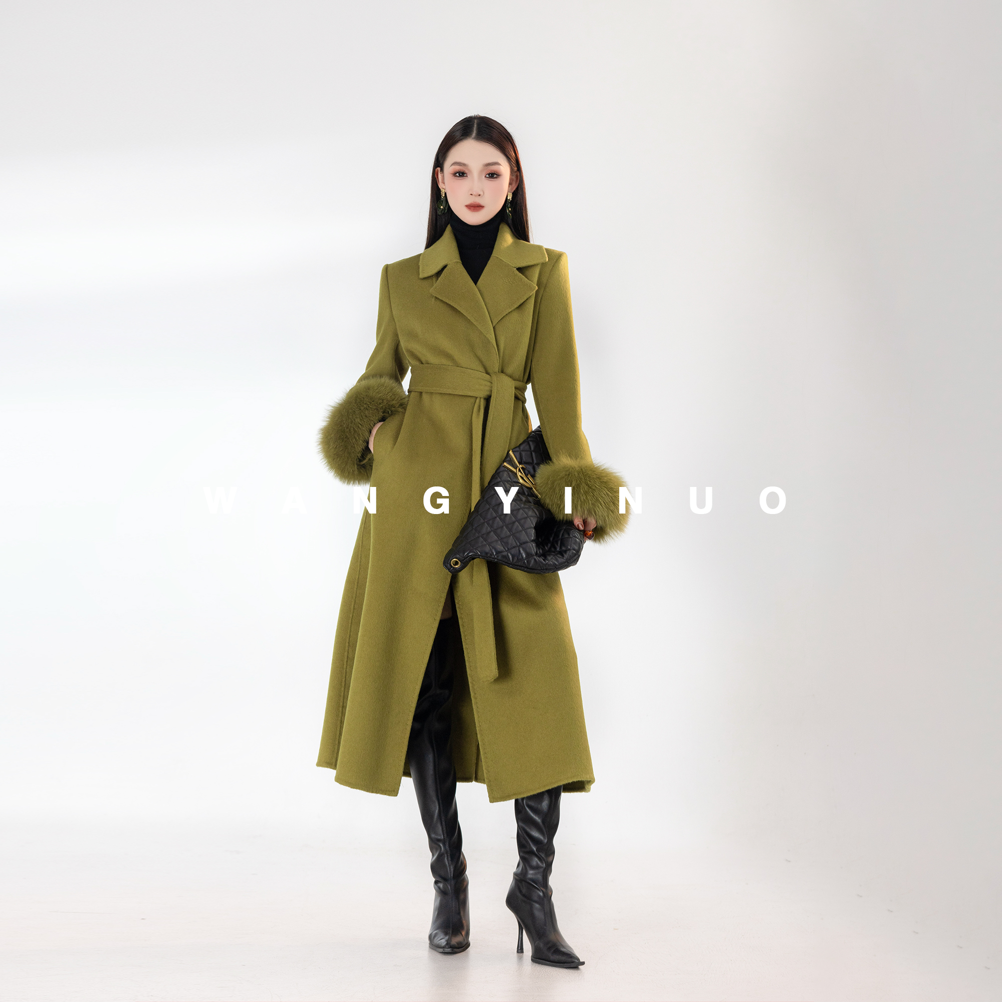 MD依诺【香肩捕手】2025冬季厚款老钱风百搭显瘦名媛羊毛大衣外套