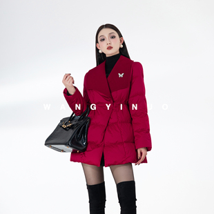 休闲百搭保暖拼接时尚 2025冬季 翻领羽绒服外套 香颂可可 MD依诺