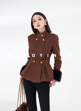 MD依诺【爱神贝拉】2025冬季款设计时尚气质保暖名媛加棉呢子外套