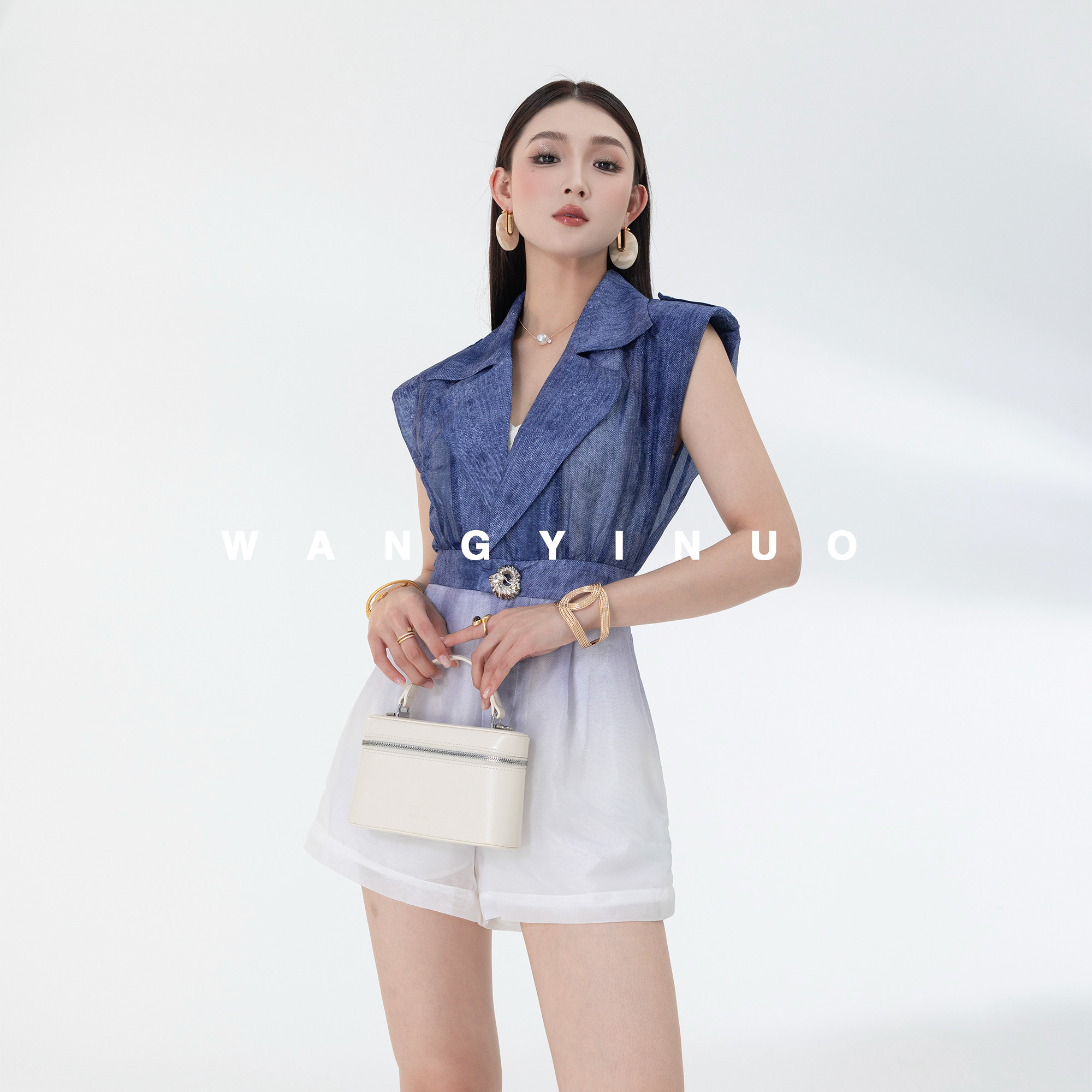 MD依诺【初恋密码】2026夏季新款气质时尚拼接设计感减龄连体裤