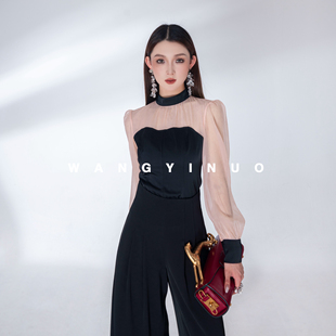 轻奢拼接上衣 2026春秋名媛莫奈花园风显瘦时尚 MD依诺 有机美学