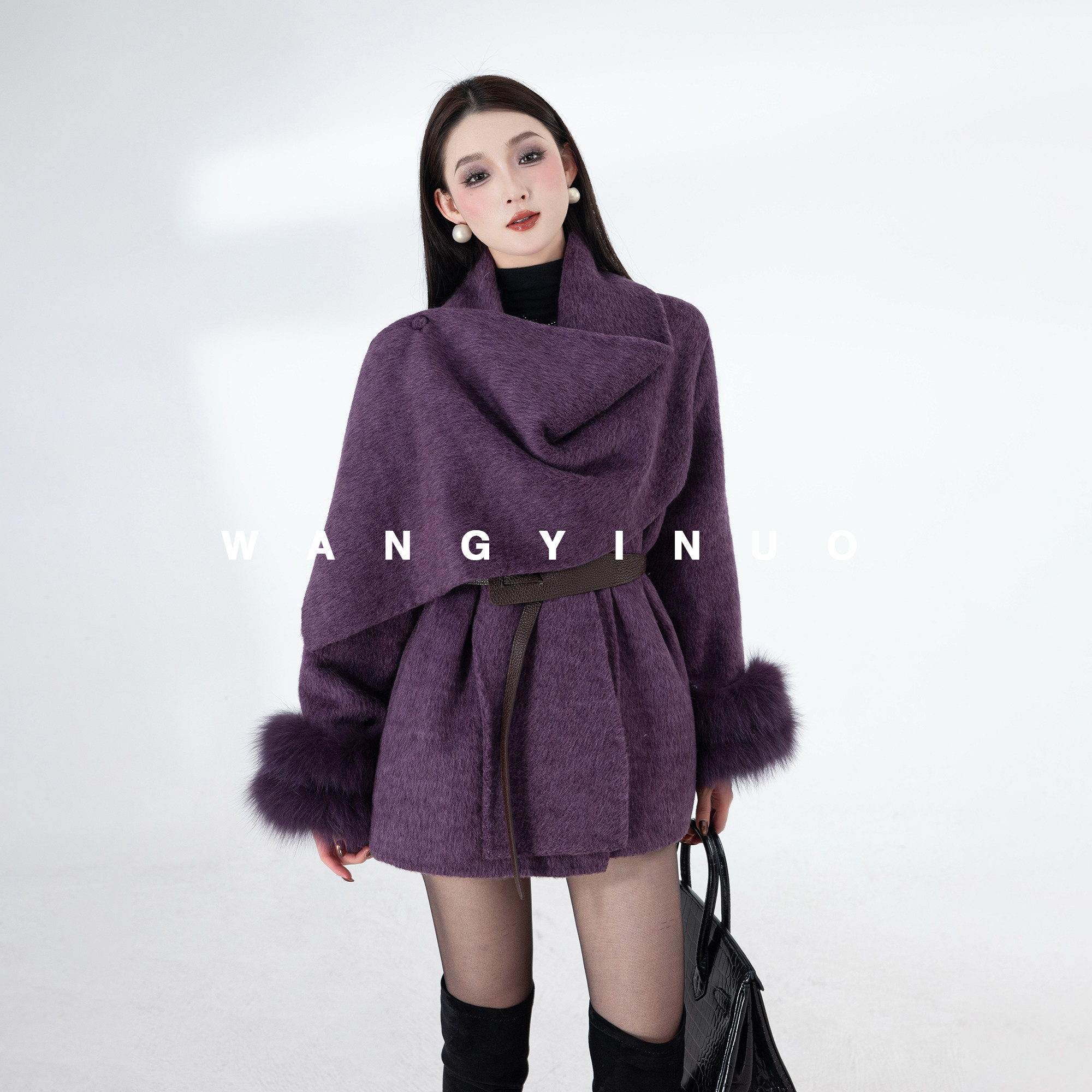 MD依诺【冬日星语】2025冬季款拼接时尚百搭显瘦长袖羊毛保暖外套,女装/女士精品,毛呢外套,淘宝优惠券,粉丝福利购,淘宝优惠卷