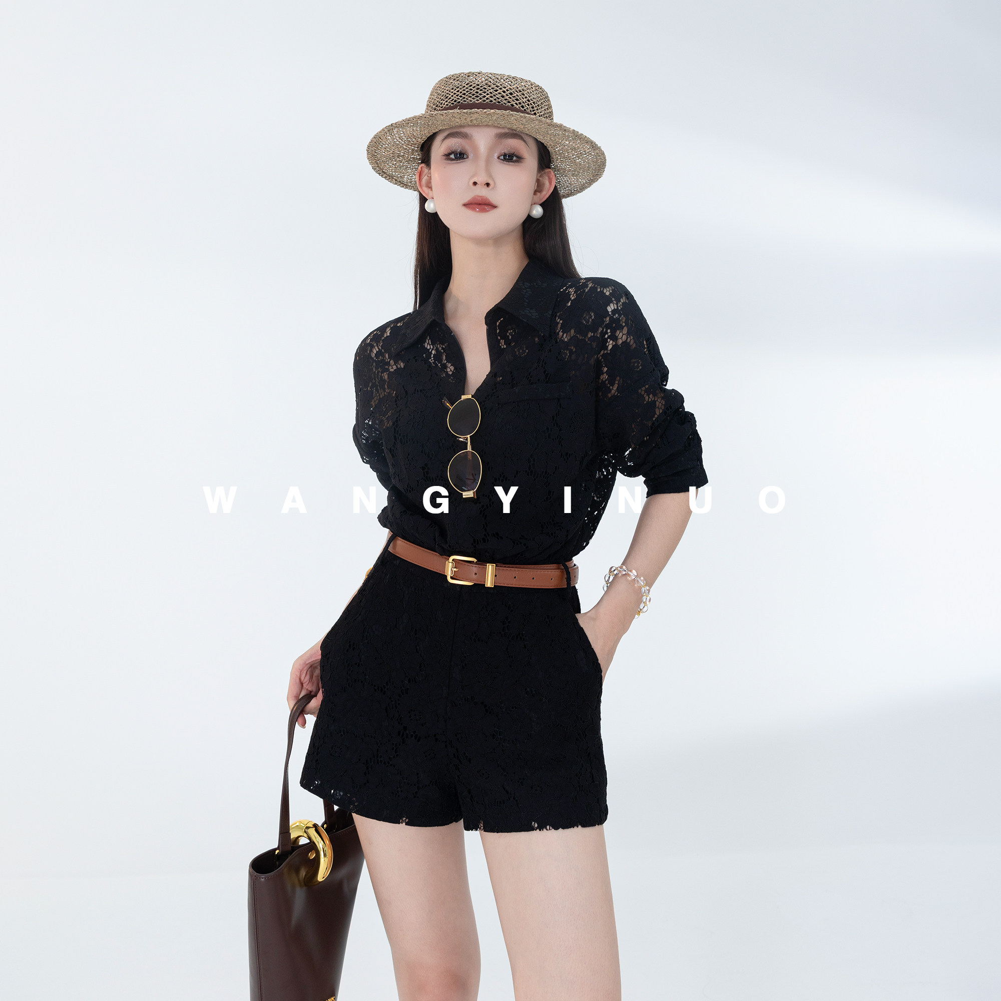 MD依诺【白纱梦境】2026夏季气质名媛蕾丝轻奢穿搭拼接连体裤