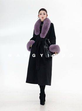 MD依诺【彩球撞色】2026新款气质通勤轻奢风百搭显瘦羊毛长款外套