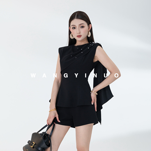 气质收腰套装 MD依诺 显瘦百搭设计感复古时尚 2026夏款 花絮低语