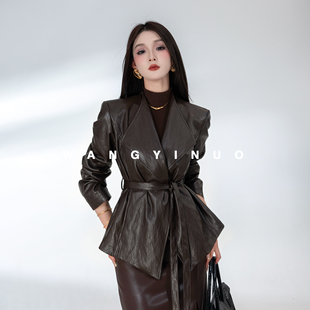 减龄显瘦设计感气质经典 2025秋季 西服皮衣外套 蒙特学院 MD依诺