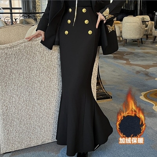 感法式 MD依诺 加绒气质时尚 2025秋冬季 名媛显瘦半身 高贵不凡