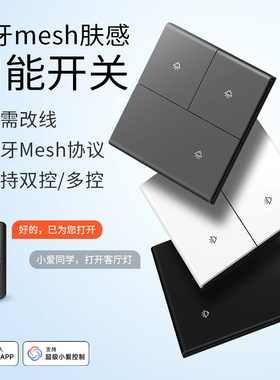 智能开关肤感面板已接入米家APP支持小爱同学控制单零火蓝牙mesh